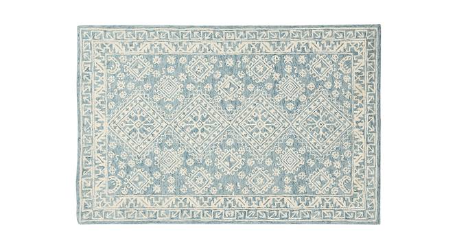 Della Teal Blaze Geometric Hand-Tufted Wool 6x4 Feet Carpet (Rectangle Carpet Shape, Teal Blaze) by Urban Ladder - Cross View Design 1 - 520672
