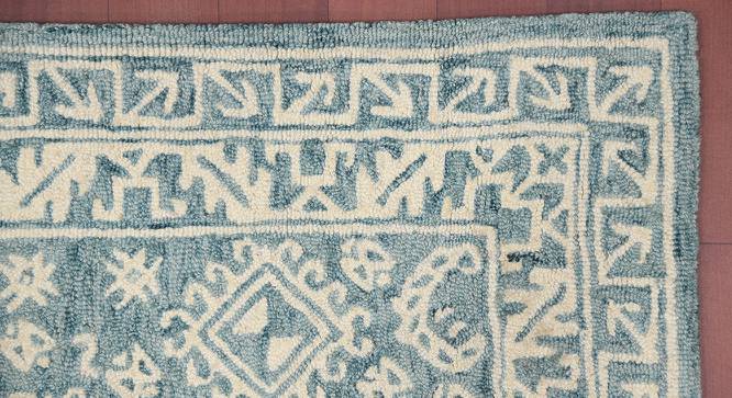 Della Teal Blaze Geometric Hand-Tufted Wool 6x4 Feet Carpet (Rectangle Carpet Shape, Teal Blaze) by Urban Ladder - Front View Design 1 - 520679