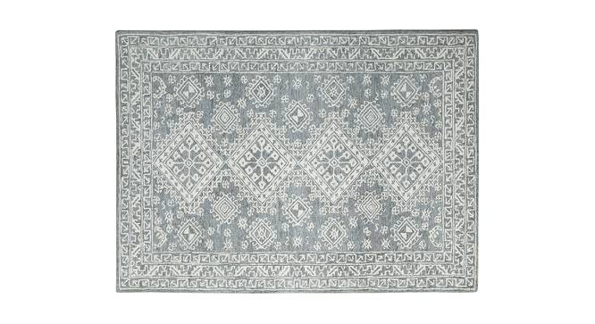 Kaylie Slate Gray Geometric Hand-Tufted Wool 7.5x5 Feet Carpet (Rectangle Carpet Shape, Slate Grey) by Urban Ladder - Cross View Design 1 - 520713