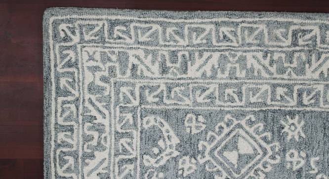 Nathalie Slate Gray Geometric Hand-Tufted Wool 9.5x7.5 Feet Carpet (Rectangle Carpet Shape, Slate Grey) by Urban Ladder - Cross View Design 1 - 520714