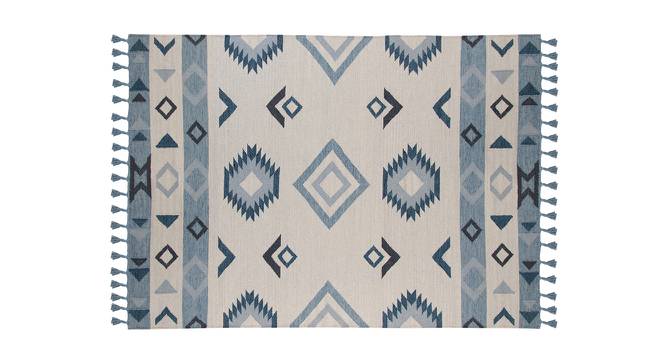 Azrael Sky Blue Abstract Woven Wool 10x8 Feet Carpet (Rectangle Carpet Shape, Sky Blue) by Urban Ladder - Cross View Design 1 - 520750