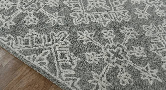 Aspyn Shale Gray Geometric Hand-Tufted Wool 9.5x7.5 Feet Carpet (Rectangle Carpet Shape, Shale Grey) by Urban Ladder - Design 1 Close View - 520773
