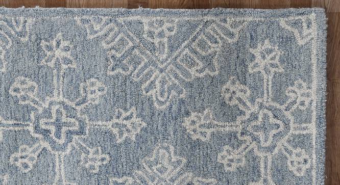 Deborah Sky Blue Geometric Hand-Tufted Wool 9.5x7.5 Feet Carpet (Rectangle Carpet Shape, Sky Blue) by Urban Ladder - Front View Design 1 - 520800