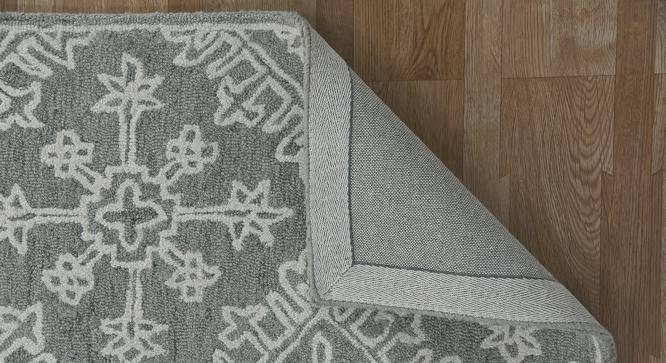 Victoria Shale Gray Geometric Hand-Tufted Wool 7.5x5 Feet Carpet (Rectangle Carpet Shape, Shale Grey) by Urban Ladder - Design 1 Side View - 520805