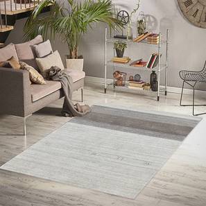 Light Grey Stripes Hand Woven Wool Carpet