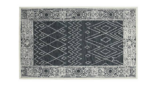 Tarragon Charcoal Solid Woven Wool 8x5 Feet Carpet (Rectangle Carpet Shape, Charcoal) by Urban Ladder - Cross View Design 1 - 520833