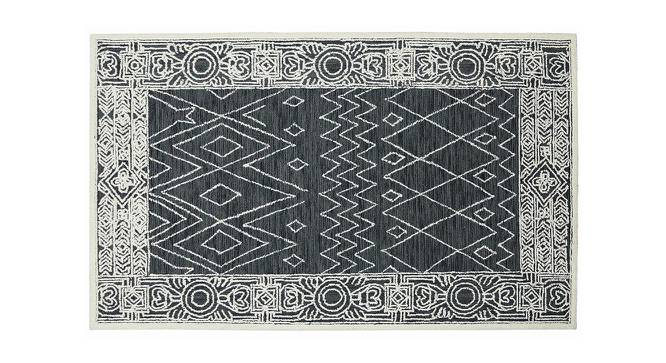Ted Charcoal Solid Woven Wool 10x8 Feet Carpet (Rectangle Carpet Shape, Charcoal) by Urban Ladder - Cross View Design 1 - 520834