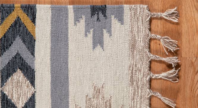 Valkyrie Ivory Abstract Woven Wool 8x5 Feet Carpet (Rectangle Carpet Shape, Ivory) by Urban Ladder - Front View Design 1 - 520839