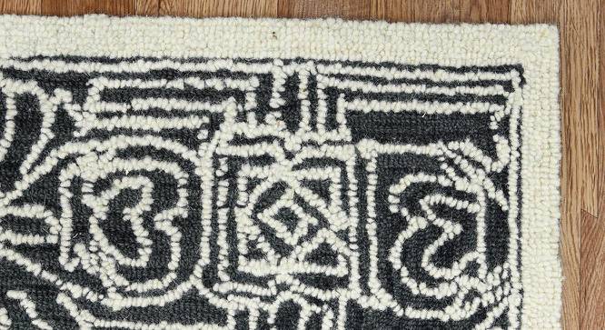 Tarragon Charcoal Solid Woven Wool 8x5 Feet Carpet (Rectangle Carpet Shape, Charcoal) by Urban Ladder - Front View Design 1 - 520841