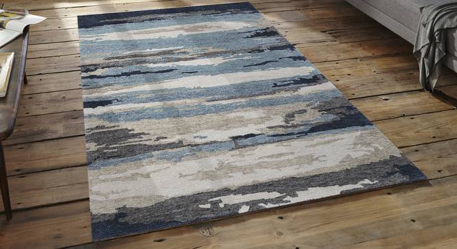 Lorenzo Blue Abstract Hand-Tufted Viscose 6x4 Feet Carpet (Blue, Rectangle Carpet Shape) by Urban Ladder - Cross View Design 1 - 520880