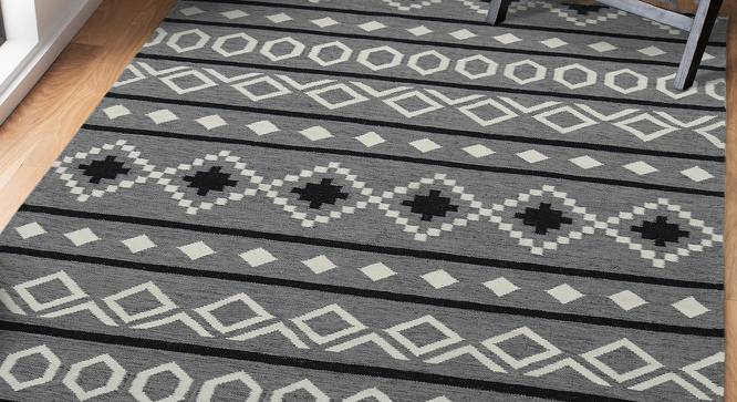 Cayden Gray Abstract Woven Wool 10x8 Feet Carpet (Grey, Rectangle Carpet Shape) by Urban Ladder - Cross View Design 1 - 520881