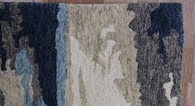Kali Blue Abstract Hand-Tufted Viscose 5x3 Feet Carpet (Blue, Rectangle Carpet Shape) by Urban Ladder - Front View Design 1 - 520888