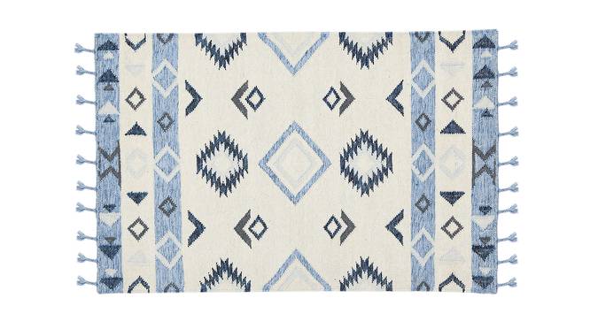 Dakota Sky Blue Abstract Woven Wool 5x3 Feet Carpet (Rectangle Carpet Shape, Sky Blue) by Urban Ladder - Cross View Design 1 - 520927