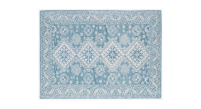 Addilynn Teal Blaze Geometric Hand-Tufted Wool 7.5x5 Feet Carpet (Rectangle Carpet Shape, Teal Blaze) by Urban Ladder - Cross View Design 1 - 520933