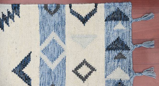Dakota Sky Blue Abstract Woven Wool 5x3 Feet Carpet (Rectangle Carpet Shape, Sky Blue) by Urban Ladder - Front View Design 1 - 520938