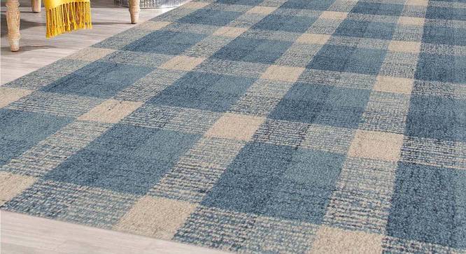 Lucas Blue Solid Hand-Tufted Wool 5.5x3.5 Feet Carpet (Blue, Rectangle Carpet Shape) by Urban Ladder - Cross View Design 1 - 521250