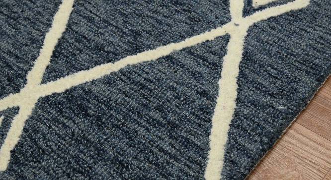 Luca Navy Geometric Hand-Tufted Wool 6x4 Feet Carpet (Rectangle Carpet Shape, Navy) by Urban Ladder - Cross View Design 1 - 521261