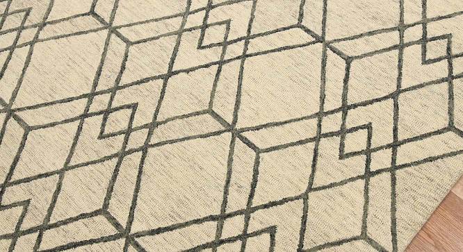 Christian Ivory Geometric Hand-Tufted Wool 8x5 Feet Carpet (Rectangle Carpet Shape, Ivory) by Urban Ladder - Front View Design 1 - 521280