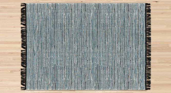 Marceline Turquoise Geometric Handmade Leather 3 x 2 Feet Carpet (Rectangle Carpet Shape, Turquoise) by Urban Ladder - Cross View Design 1 - 521349