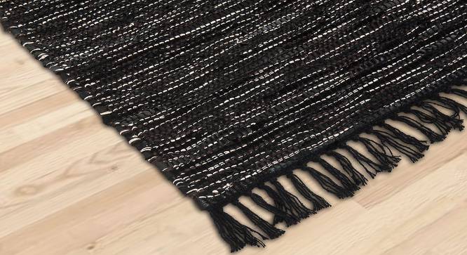 Elina Black Geometric Handmade Leather 3 x 2 Feet Carpet (Black, Rectangle Carpet Shape) by Urban Ladder - Front View Design 1 - 521358