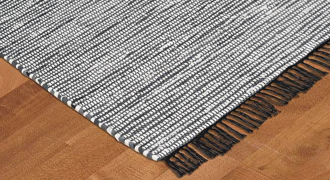 Yasmin Grey Geometric Handmade Leather 6.5 x 4.6 Feet Carpet (Grey, Rectangle Carpet Shape) by Urban Ladder - Front View Design 1 - 521360