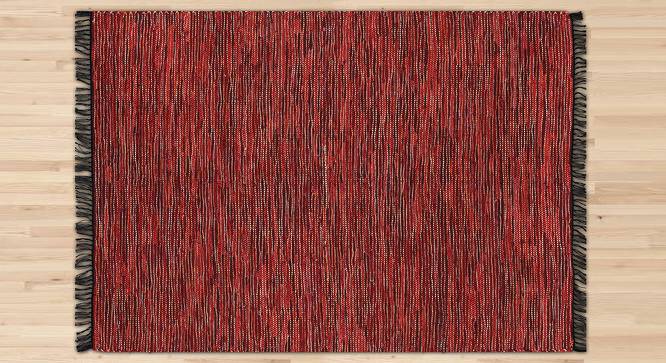 Jaelynn Red Geometric Handmade Leather 6.5 x 4.6 Feet Carpet (Red, Rectangle Carpet Shape) by Urban Ladder - Cross View Design 1 - 521386