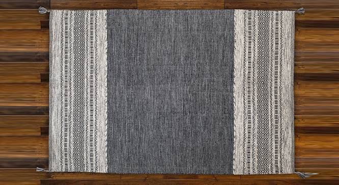 James Black Geometric Handmade Cotton 3 x 2 Feet Carpet (Black, Rectangle Carpet Shape) by Urban Ladder - Cross View Design 1 - 521390