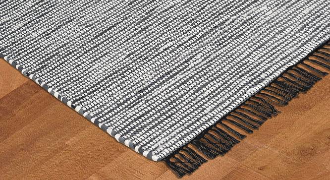Jaycee Grey Geometric Handmade Leather 3 x 2 Feet Carpet (Grey, Rectangle Carpet Shape) by Urban Ladder - Front View Design 1 - 521391