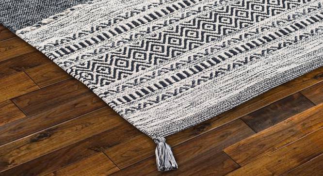 James Black Geometric Handmade Cotton 3 x 2 Feet Carpet (Black, Rectangle Carpet Shape) by Urban Ladder - Front View Design 1 - 521396