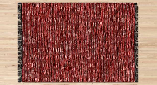 Hadleigh Red Geometric Handmade Leather 3 x 2 Feet Carpet (Red, Rectangle Carpet Shape) by Urban Ladder - Cross View Design 1 - 521414