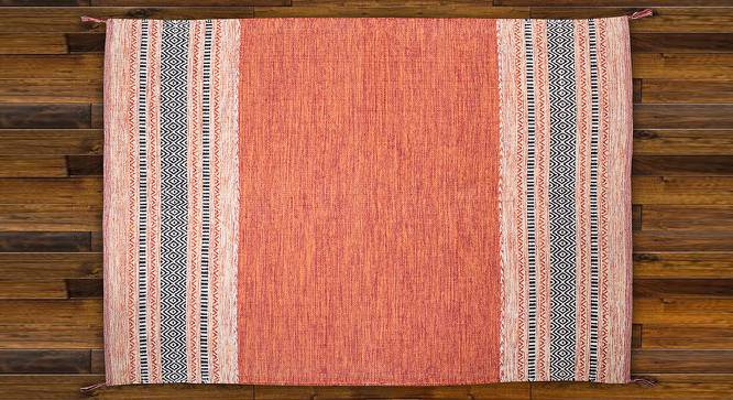 Benjamin Orange Geometric Handmade Cotton 3 x 2 Feet Carpet (Orange, Rectangle Carpet Shape) by Urban Ladder - Cross View Design 1 - 521417