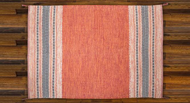 Oliver Orange Geometric Handmade Cotton 6.5 x 4.6 Feet Carpet (Orange, Rectangle Carpet Shape) by Urban Ladder - Cross View Design 1 - 521450
