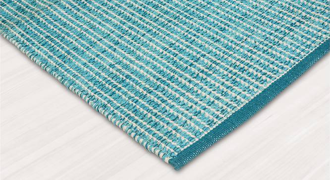 Emerald Turquoise Geometric Handmade Cotton 6.5 x 4.6 Feet Carpet (Rectangle Carpet Shape, Turquoise) by Urban Ladder - Cross View Design 1 - 521483