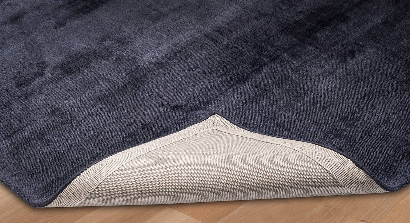 Blue Solids Hand Woven Viscose Carpet Urban Ladder