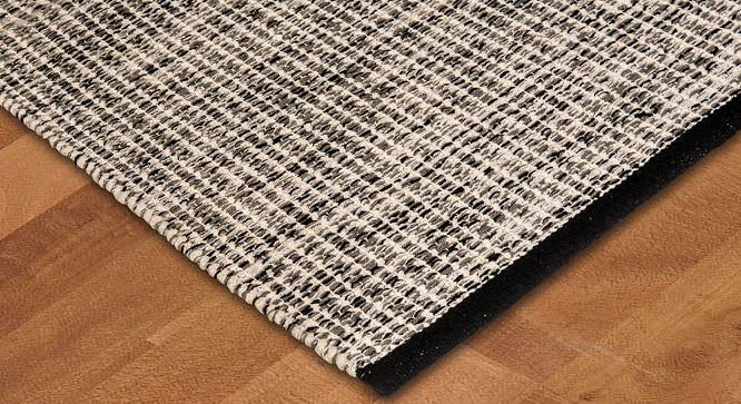 Paola Black Geometric Handmade Cotton 3 x 2 Feet Carpet (Black, Rectangle Carpet Shape) by Urban Ladder - Front View Design 1 - 521575