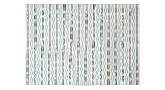 Zoie Turquoise Geometric Handmade Cotton 3 x 2 Feet Carpet (Rectangle Carpet Shape, Turquoise) by Urban Ladder - Cross View Design 1 - 521605