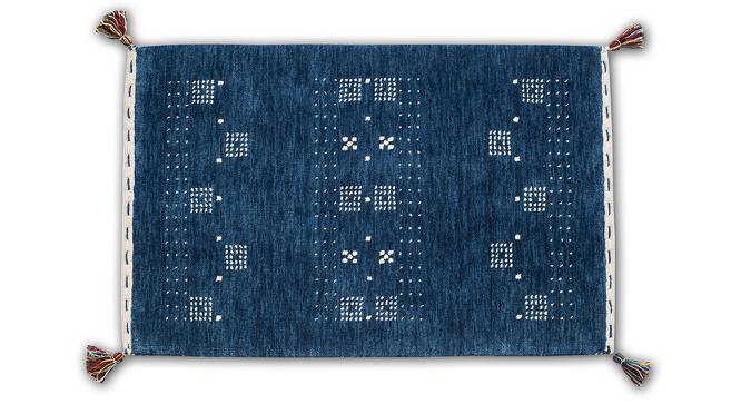 Ellis Blue Geometric Hand-knotted Wool 3 x 2 Feet Carpet (Blue, Rectangle Carpet Shape) by Urban Ladder - Cross View Design 1 - 521627