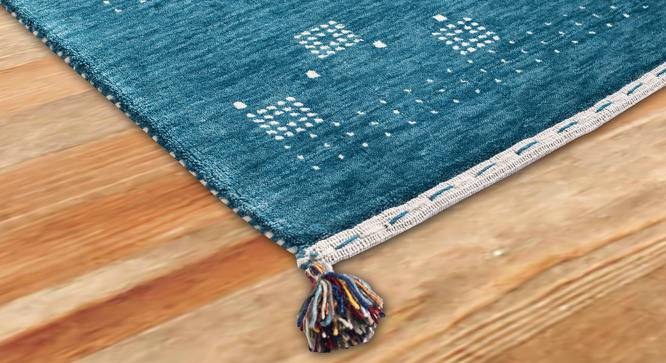 Mario Turquoise Geometric Hand-knotted Wool 3 x 2 Feet Carpet (Rectangle Carpet Shape, Turquoise) by Urban Ladder - Front View Design 1 - 521663