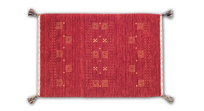 Jake Red Geometric Hand-knotted Wool 3 x 2 Feet Carpet (Red, Rectangle Carpet Shape) by Urban Ladder - Cross View Design 1 - 521678
