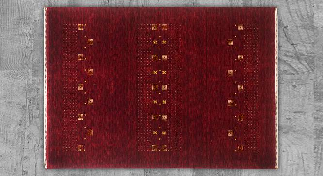 Prince Red Geometric Hand-knotted Wool 6.5 x 4.6 Feet Carpet (Red, Rectangle Carpet Shape) by Urban Ladder - Cross View Design 1 - 521704