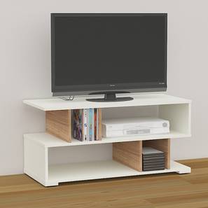Tv Consoles Design Carrel Engineered Wood Free Standing TV Unit in Frosty White Finish