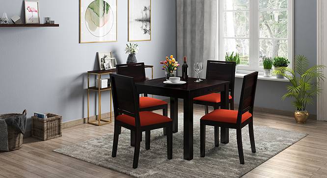 Arabia - Oribi 4 Seater Storage Dining Table Set (Mahogany Finish, Burnt Orange) by Urban Ladder - Full View Design 1 - 521915