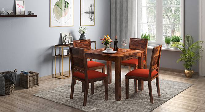 Arabia - Oribi 4 Seater Storage Dining Table Set (Teak Finish, Burnt Orange) by Urban Ladder - Full View Design 1 - 521918