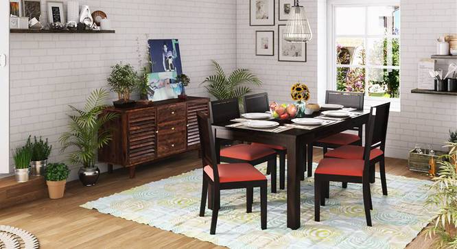 Arabia XL Storage - Oribi 6 Seater Dining Table Set (Mahogany Finish, Burnt Orange) by Urban Ladder - Full View Design 1 - 521933