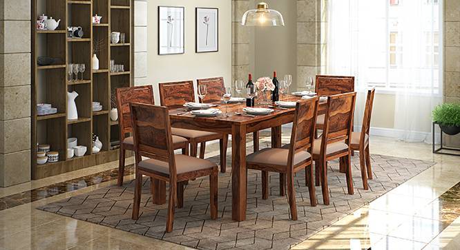 Arabia XXL - Oribi 8 Seater Dining Table Set (Teak Finish, Wheat Brown) by Urban Ladder - Full View Design 1 - 521936