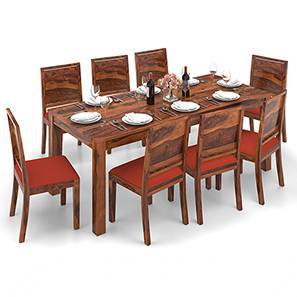 All 8 Seater Dining Table Sets Design Arabia XXL - Oribi 8 Seater Dining Table Set (Teak Finish, Burnt Orange)