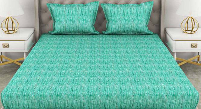 Justin Teal/Mint Geometric 144 TC Cotton King Size Bedsheet with 2 Pillow Covers (King Size) by Urban Ladder - Cross View Design 1 - 521999