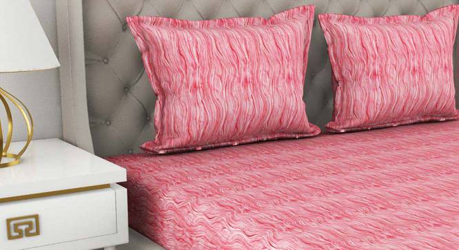 Arthur Coral Geometric 144 TC Cotton King Size Bedsheet with 2 Pillow Covers (King Size) by Urban Ladder - Front View Design 1 - 522013