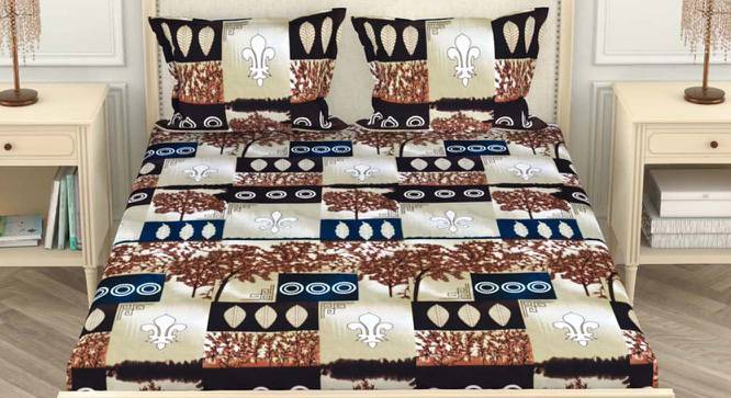 Kai Beige/Brown Abstract 192 TC Microfiber King Size Bedsheet with 2 Pillow Covers (King Size) by Urban Ladder - Cross View Design 1 - 522080