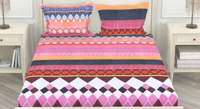 Rivka Multicoloured Geometric 192 TC Microfiber King Size Bedsheet with 2 Pillow Covers (King Size) by Urban Ladder - Cross View Design 1 - 522178